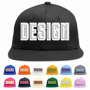 Custom Black Gray-White Flat Eaves Sport Baseball Cap Design for Men/Women/Youth