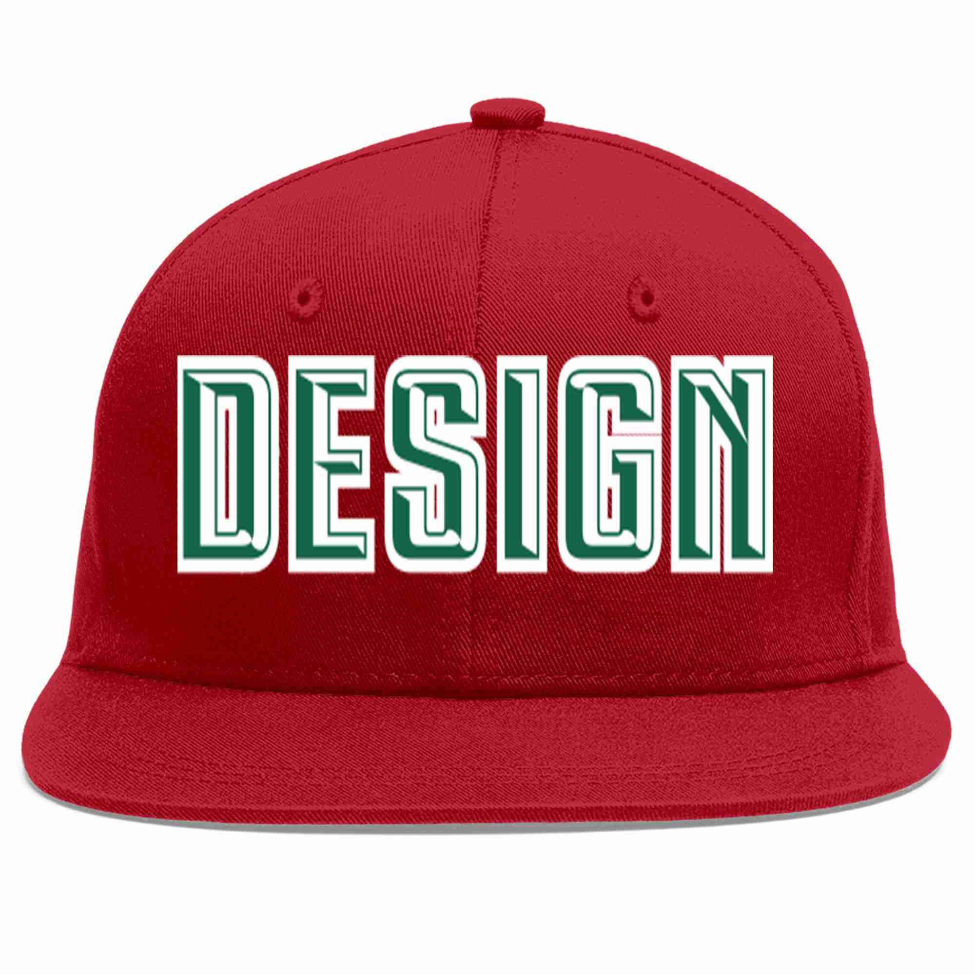 Conception personnalisée de casquette de baseball de sport à avant-toit plat rouge Kelly vert-blanc pour hommes/femmes/jeunes