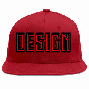 Conception personnalisée de casquette de baseball de sport à avant-toit plat rouge rouge-noir pour hommes/femmes/jeunes