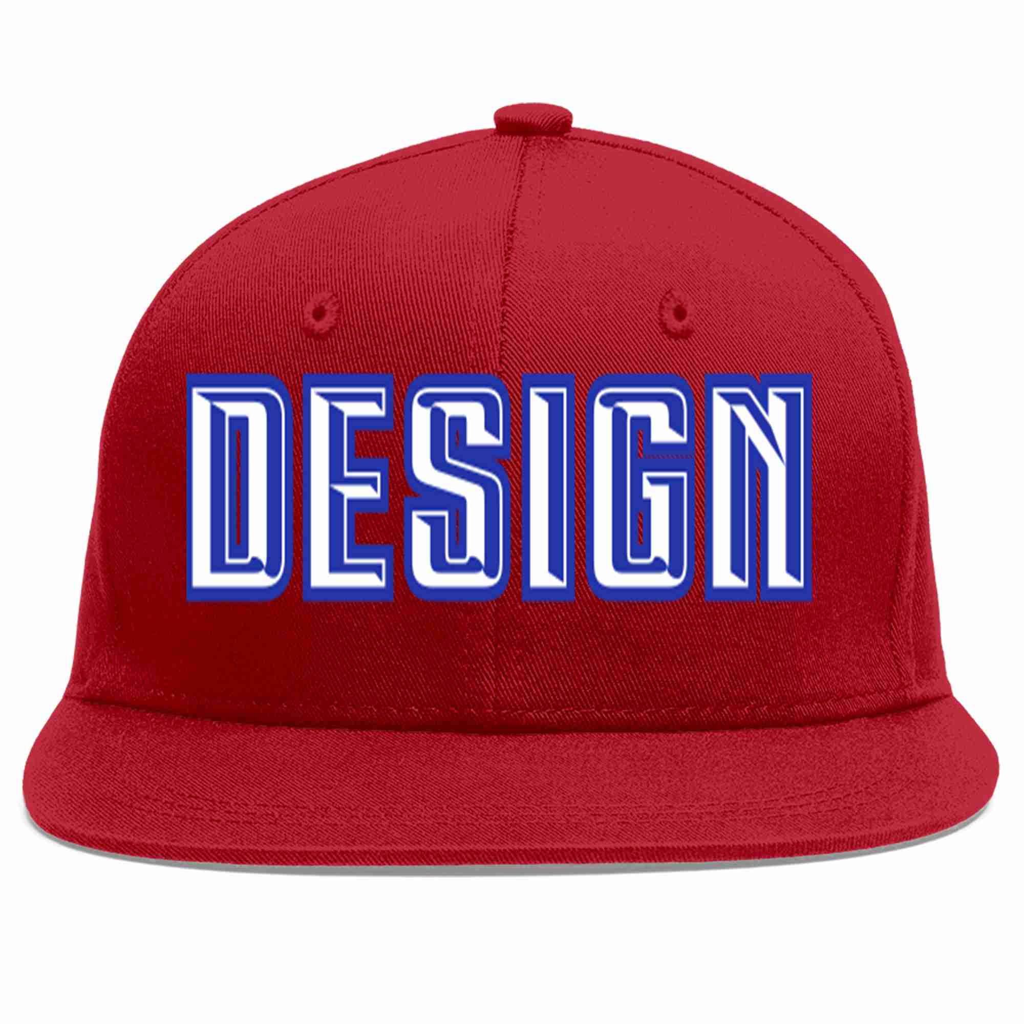 Conception personnalisée de casquette de baseball de sport à Eaves plates rouge blanc-royal pour hommes/femmes/jeunes