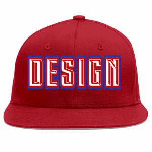 Conception personnalisée de casquette de baseball de sport à avant-toit plat rouge blanc-rouge pour hommes/femmes/jeunes