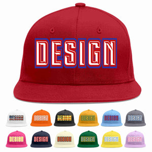 Conception personnalisée de casquette de baseball de sport à avant-toit plat rouge blanc-rouge pour hommes/femmes/jeunes