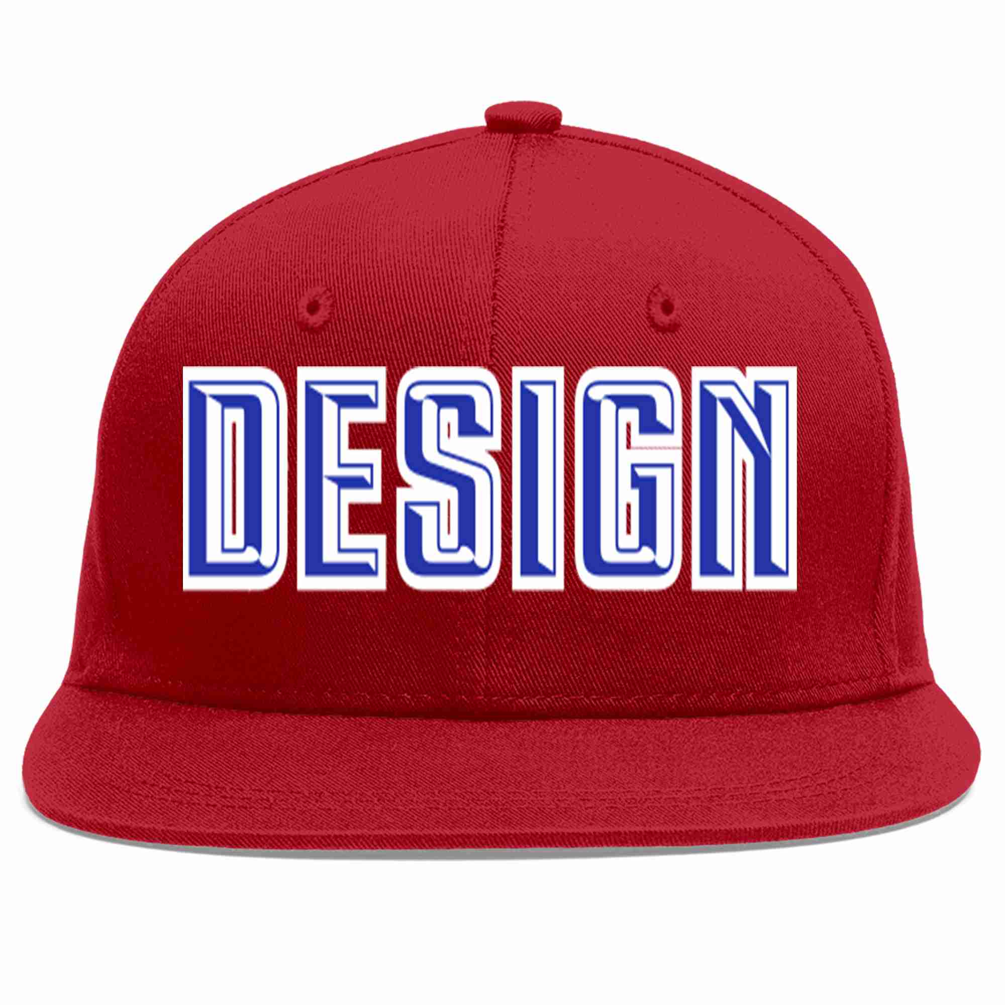 Custom Red Royal-White Flat Eaves Sport Baseball Cap Design for Men/Women/Youth