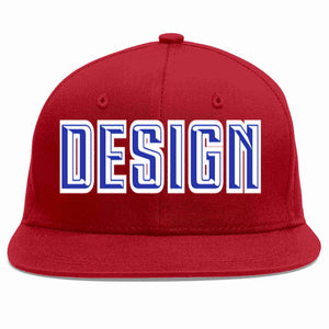 Conception personnalisée de casquette de baseball de sport à avant-toit plat rouge royal-blanc pour hommes/femmes/jeunes