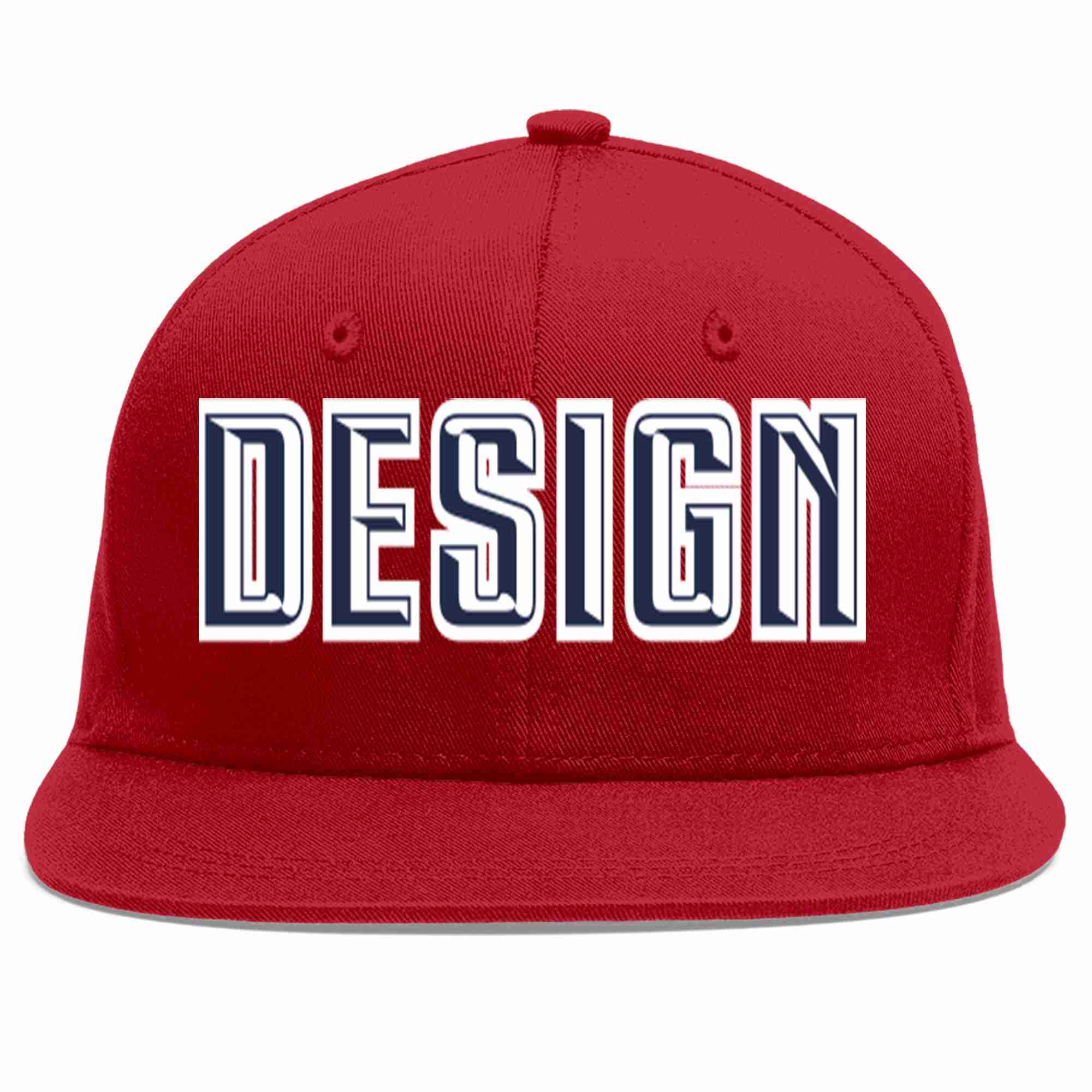 Custom Red Navy-White Flat Eaves Sport Baseball Cap Design for Men/Women/Youth