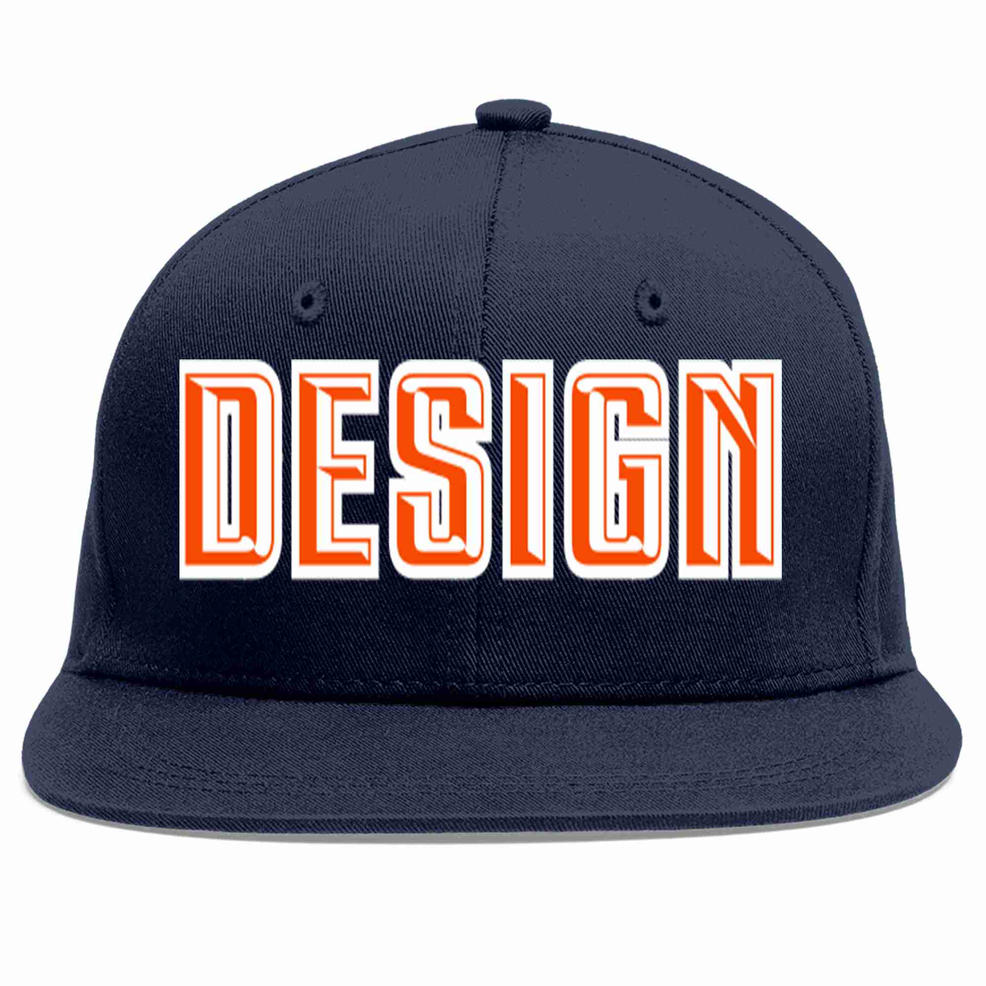 Conception personnalisée de casquette de baseball de sport à avant-toit plat orange-blanc marine pour hommes/femmes/jeunes