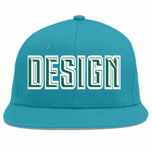 Casquette de baseball personnalisée Aqua Kelly vert-blanc avec avant-toit plat pour hommes/femmes/jeunes