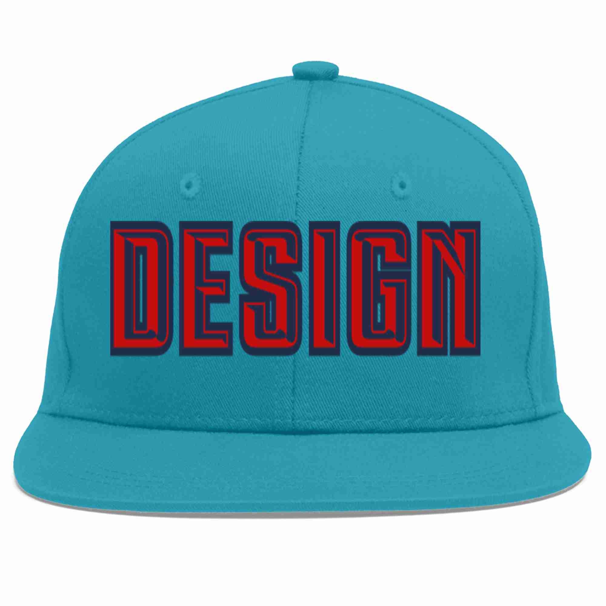 Casquette de baseball personnalisée Aqua Red-Navy Flat Eaves Sport pour hommes/femmes/jeunes