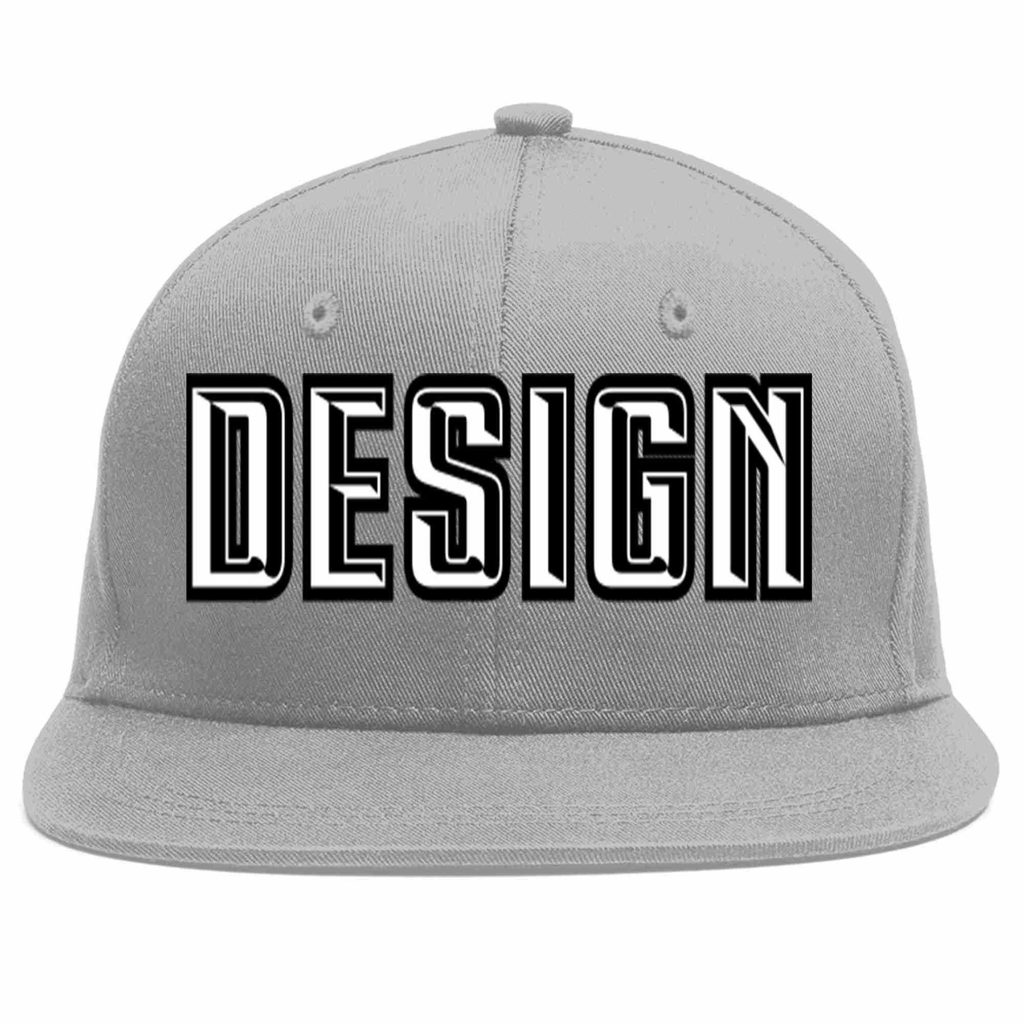 Custom Gray White-Black Flat Eaves Sport Baseball Cap Design for Men/Women/Youth