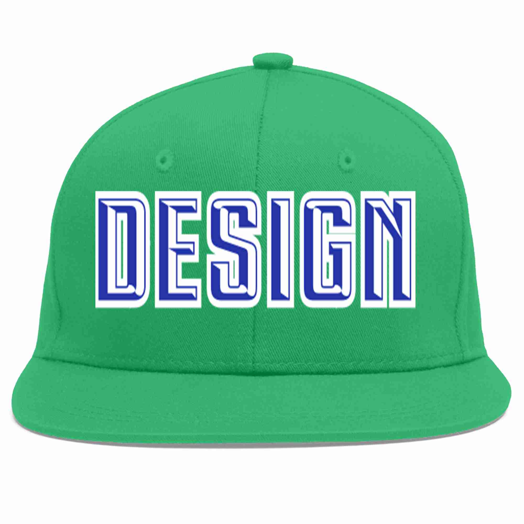 Custom Teal Royal-White Flat Eaves Sport Baseball Cap