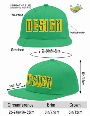 Custom Teal Kelly Green-Gold Flat Eaves Sport Baseball Cap