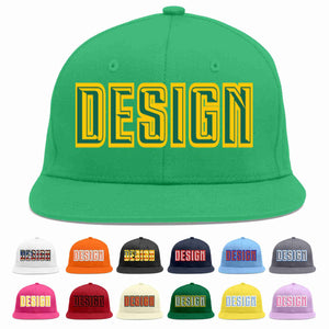 Casquette de baseball personnalisée Kelly Green-Gold Flat Eaves Sport