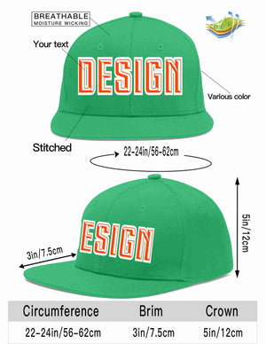 Custom Teal Orange-White Flat Eaves Sport Baseball Cap