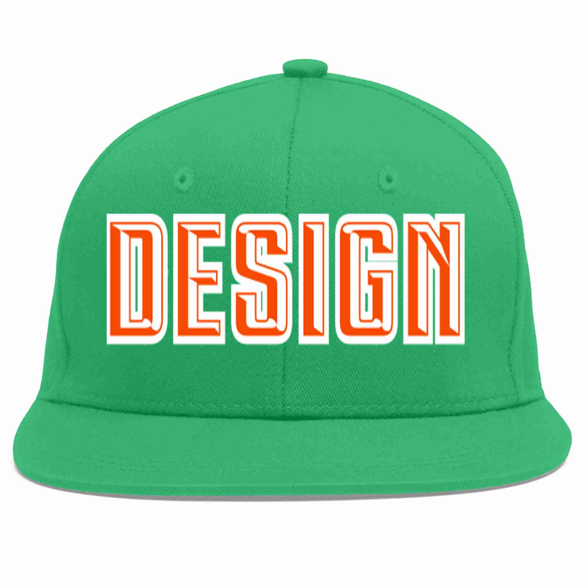 Custom Teal Orange-White Flat Eaves Sport Baseball Cap