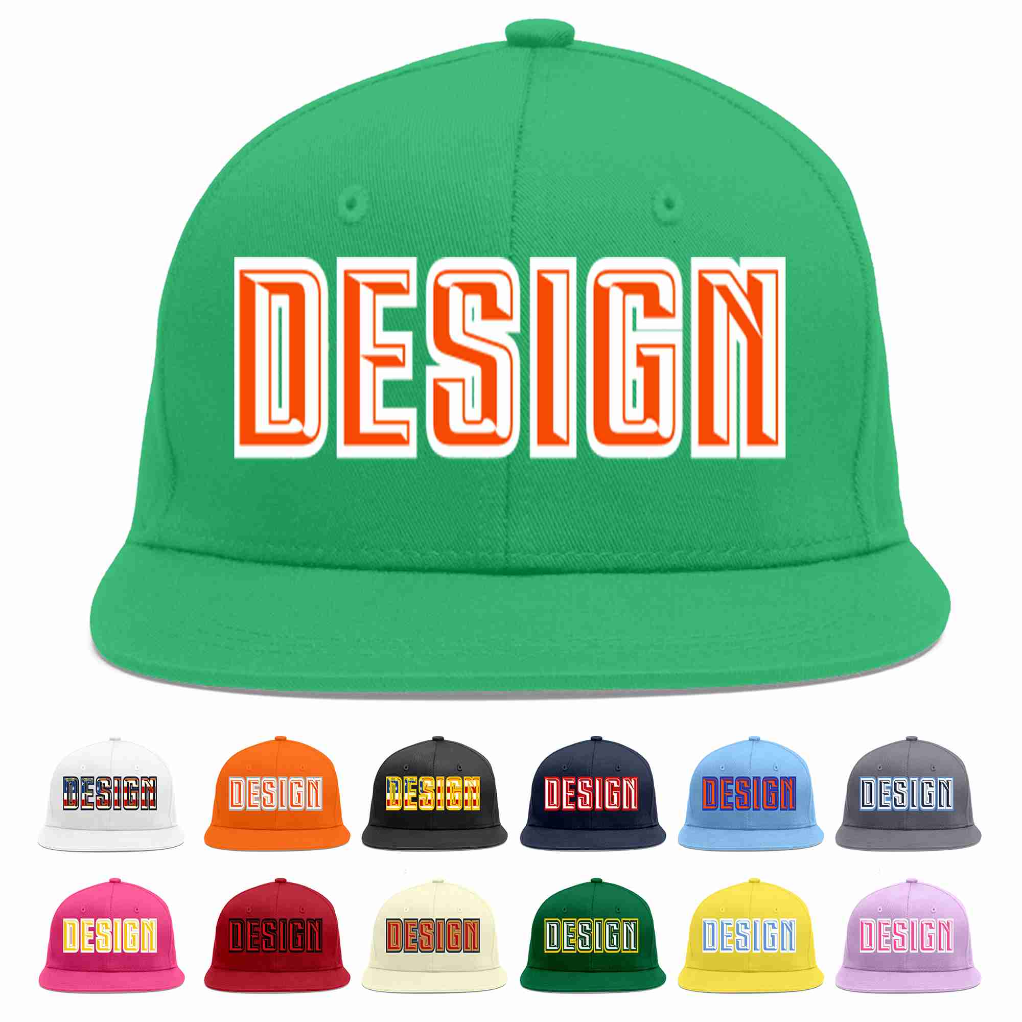 Custom Teal Orange-White Flat Eaves Sport Baseball Cap