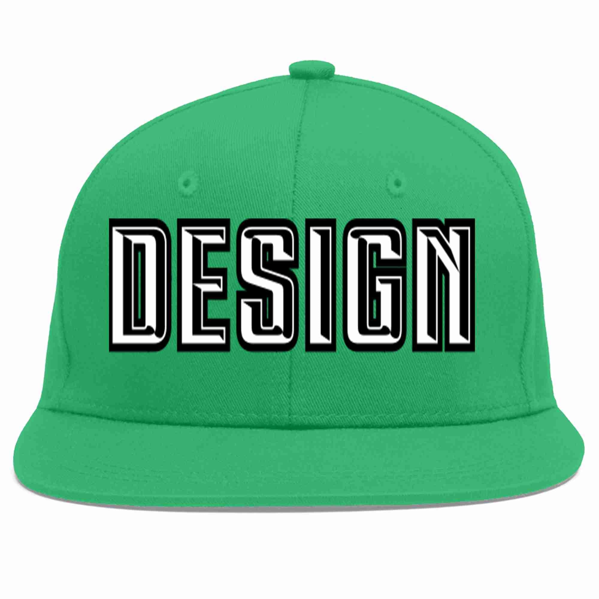 Custom Teal White-Black Flat Eaves Sport Baseball Cap