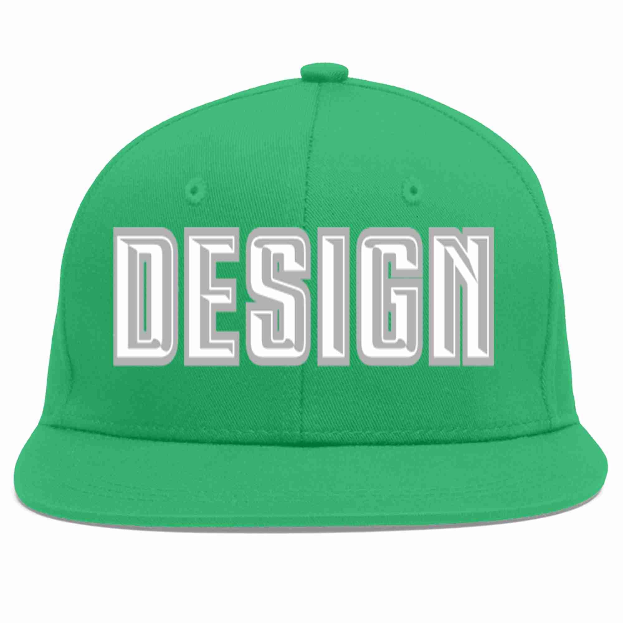 Custom Teal White-Gray Flat Eaves Sport Baseball Cap