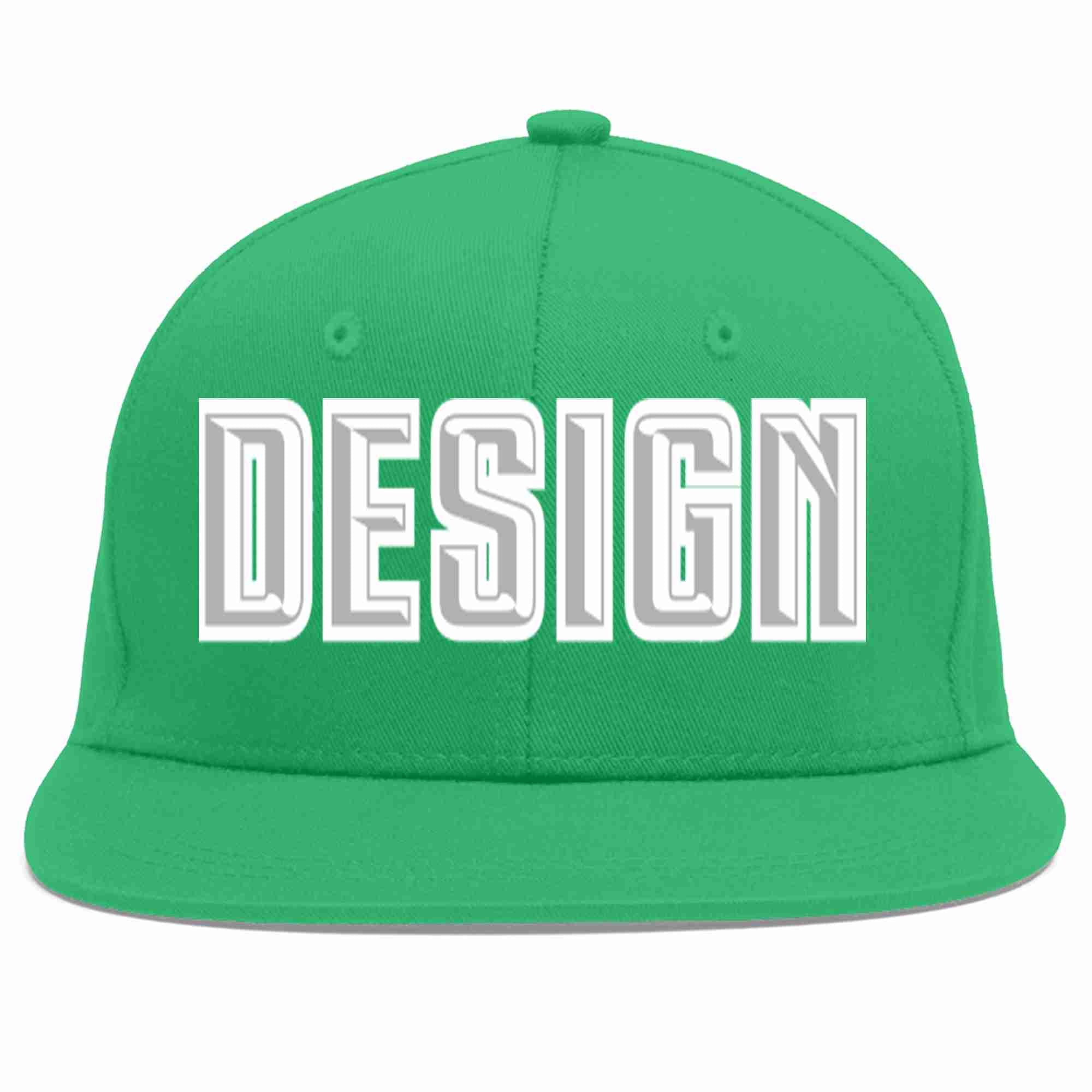 Custom Teal Gray-White Flat Eaves Sport Baseball Cap