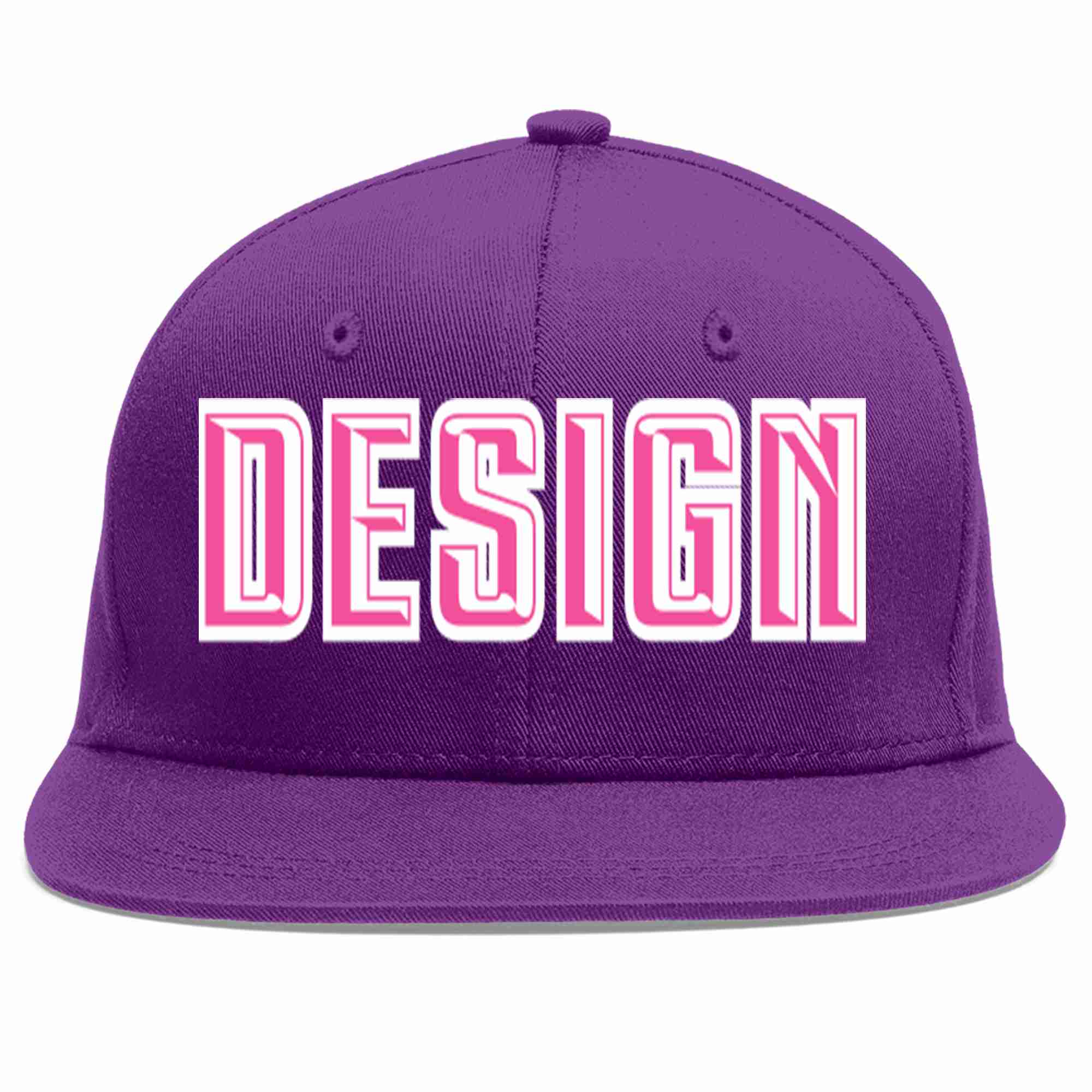 Conception personnalisée de casquette de baseball de sport à avant-toit plat violet rose-blanc pour hommes/femmes/jeunes