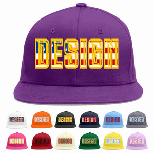 Custom Purple Vintage USA Flag-Gold Flat Eaves Sport Baseball Cap Design for Men/Women/Youth