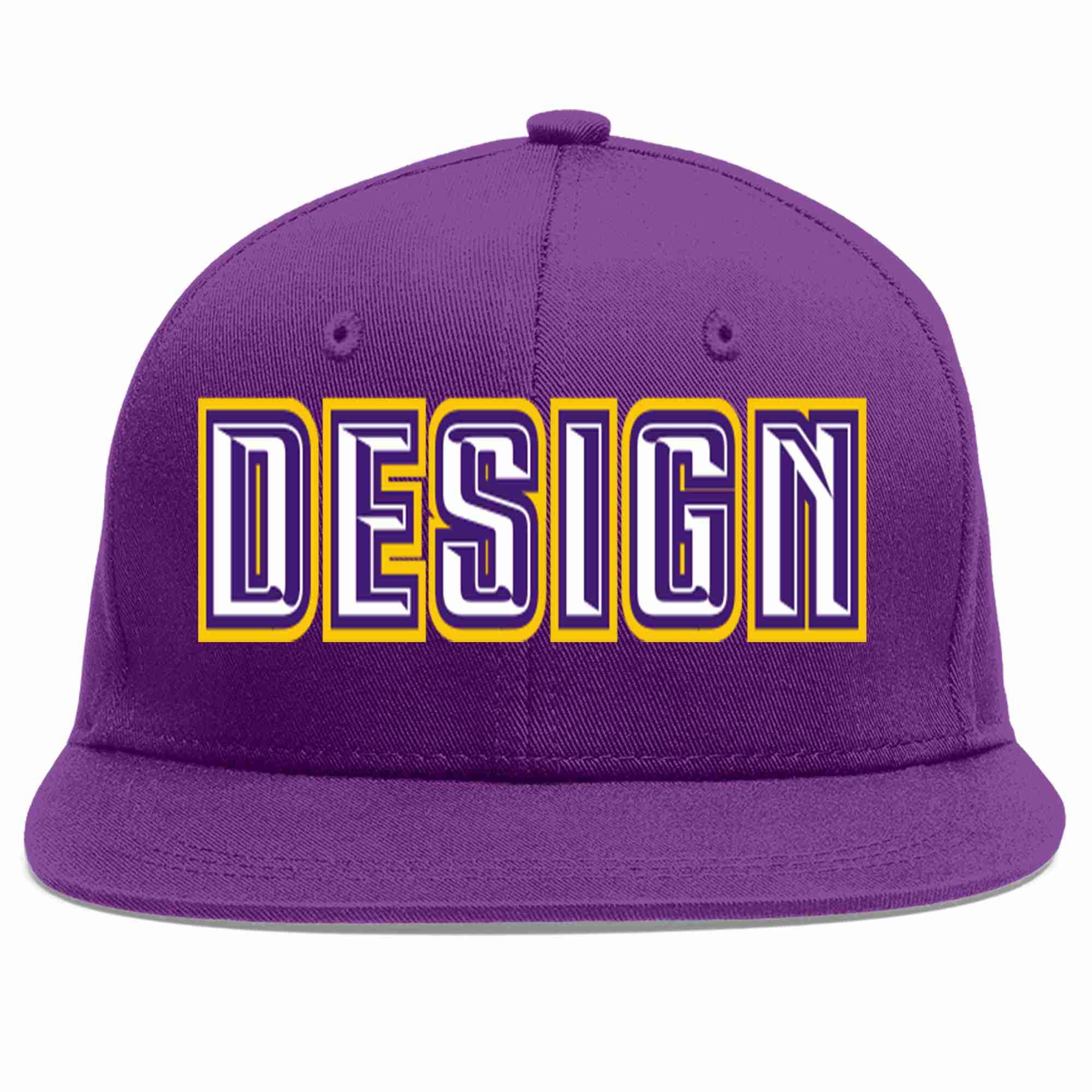 Conception personnalisée de casquette de baseball de sport à avant-toit plat violet blanc-violet pour hommes/femmes/jeunes