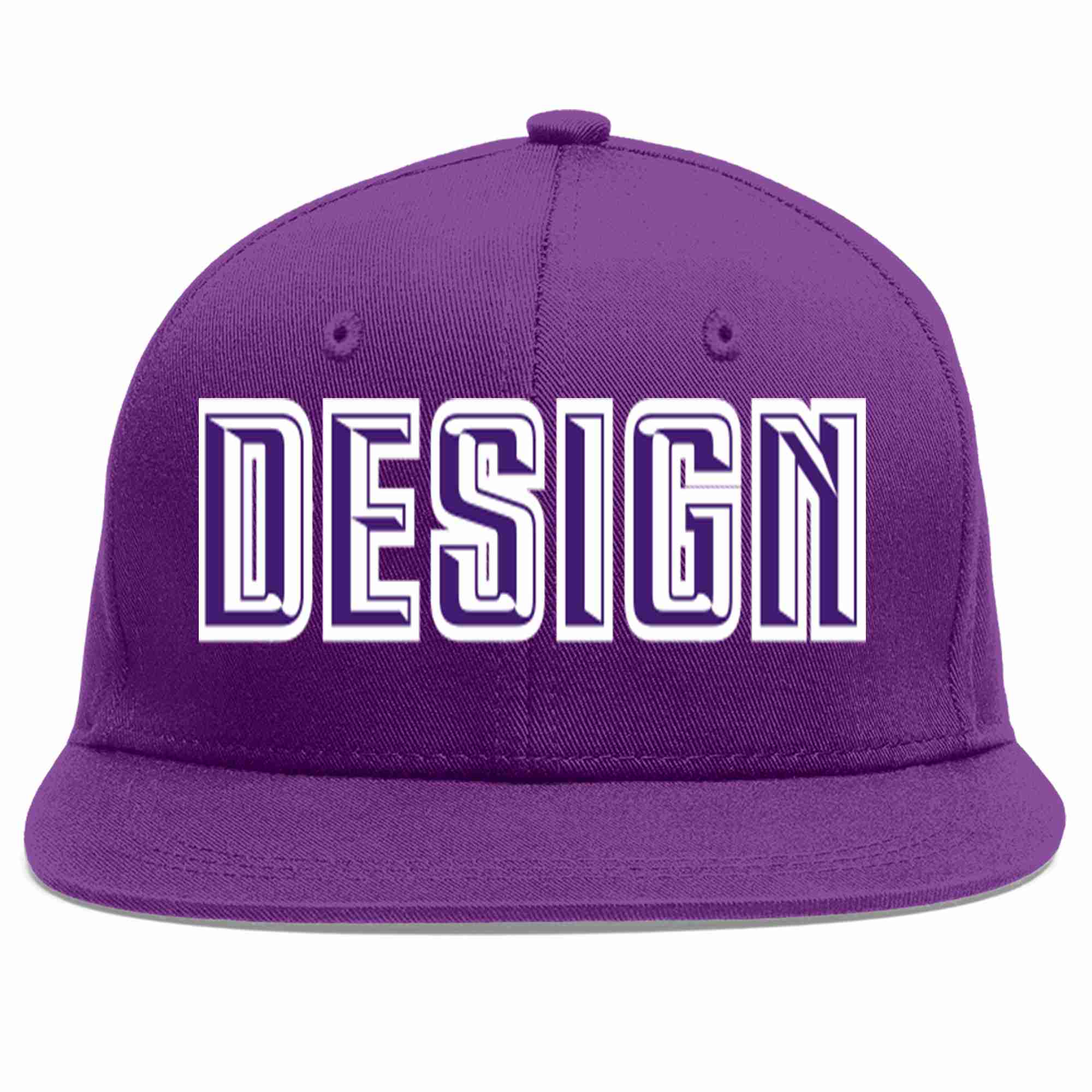 Conception personnalisée de casquette de baseball de sport à avant-toit plat violet violet-blanc pour hommes/femmes/jeunes