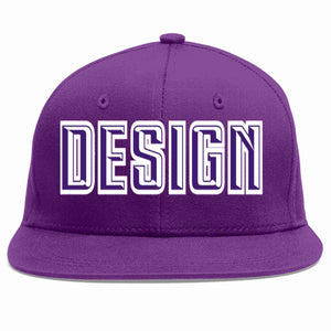 Custom Purple purple-White Flat Eaves Sport Baseball Cap Design for Men/Women/Youth