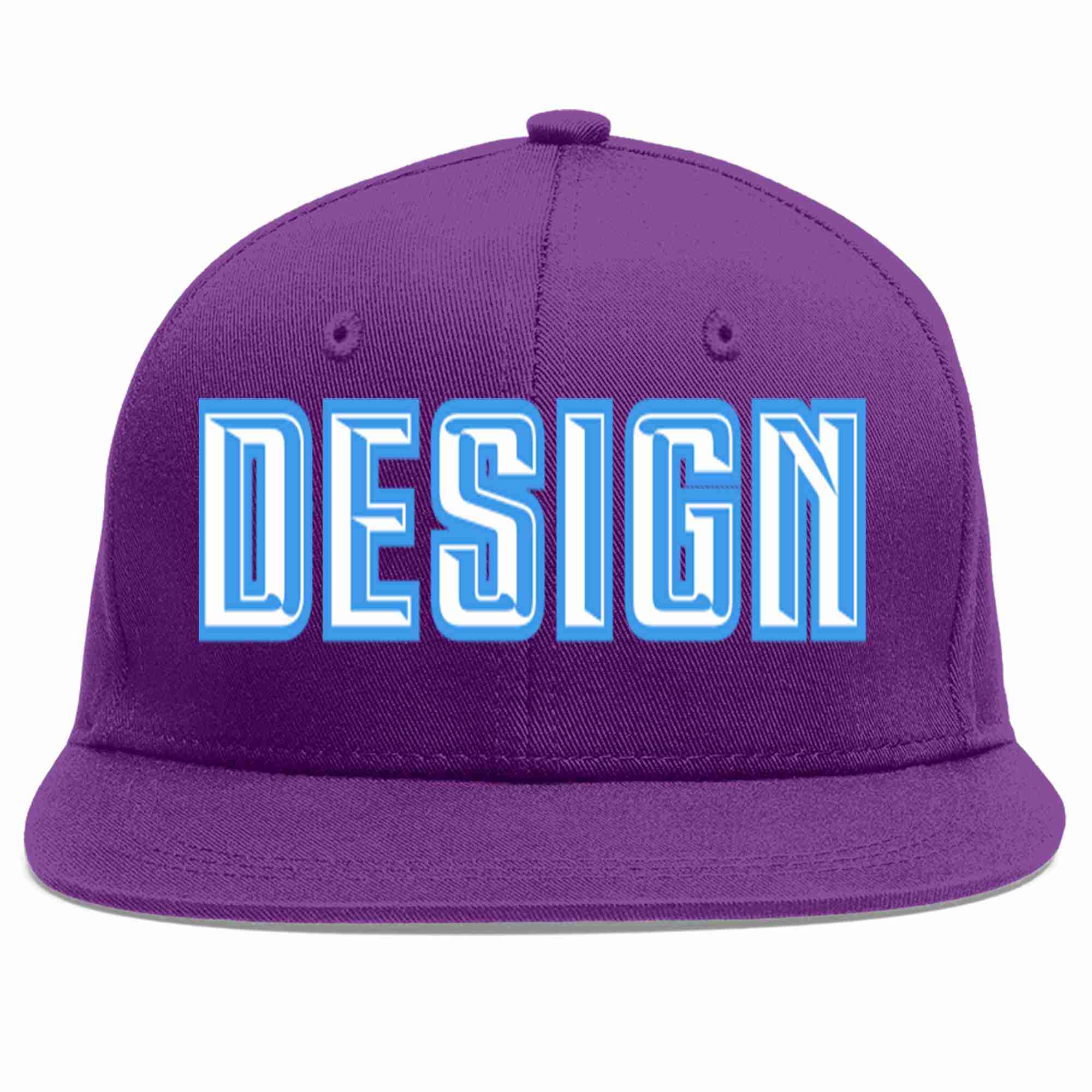 Conception personnalisée de casquette de baseball de sport à avant-toit plat violet blanc-bleu poudré pour hommes/femmes/jeunes