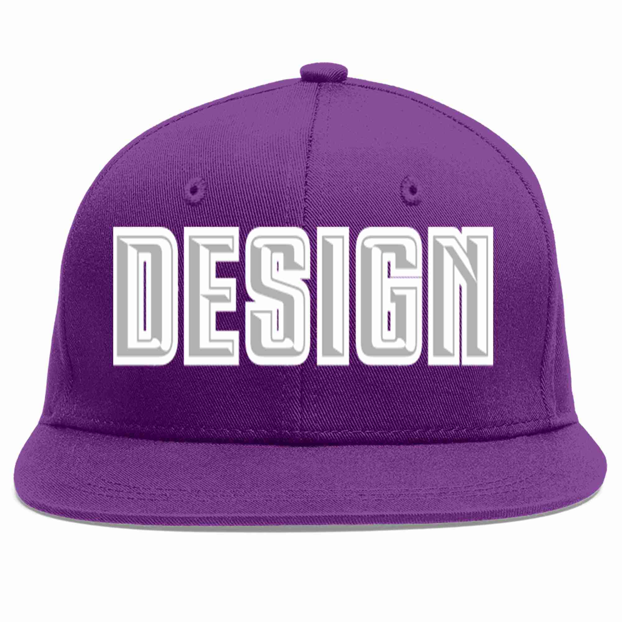 Conception personnalisée de casquette de baseball de sport à avant-toit plat violet gris-blanc pour hommes/femmes/jeunes