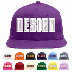 Custom Purple Gray-White Flat Eaves Sport Baseball Cap Design for Men/Women/Youth