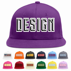 Conception personnalisée de casquette de baseball de sport à avant-toit plat violet noir-blanc pour hommes/femmes/jeunes