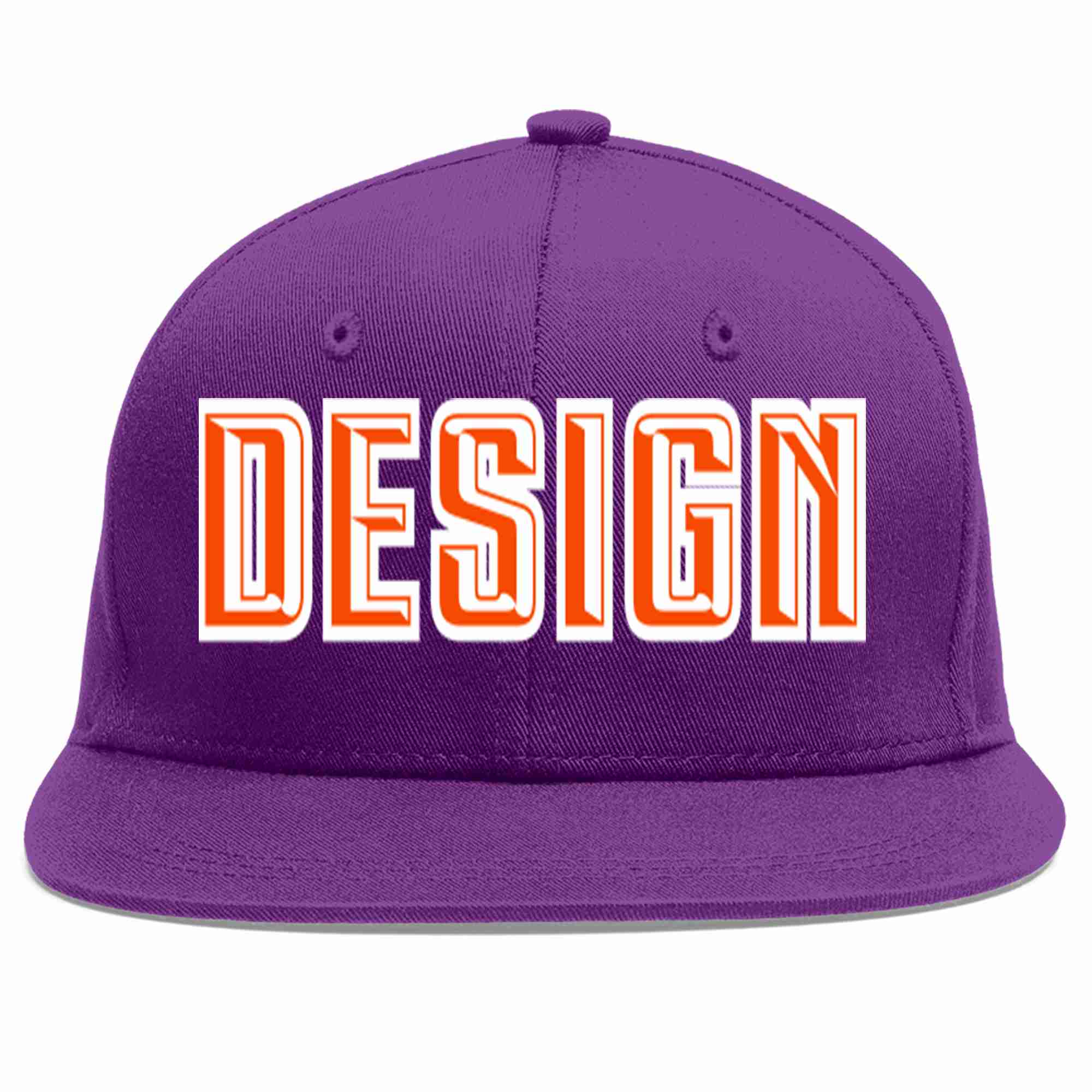 Custom Purple Orange-White Flat Eaves Sport Baseball Cap Design for Men/Women/Youth