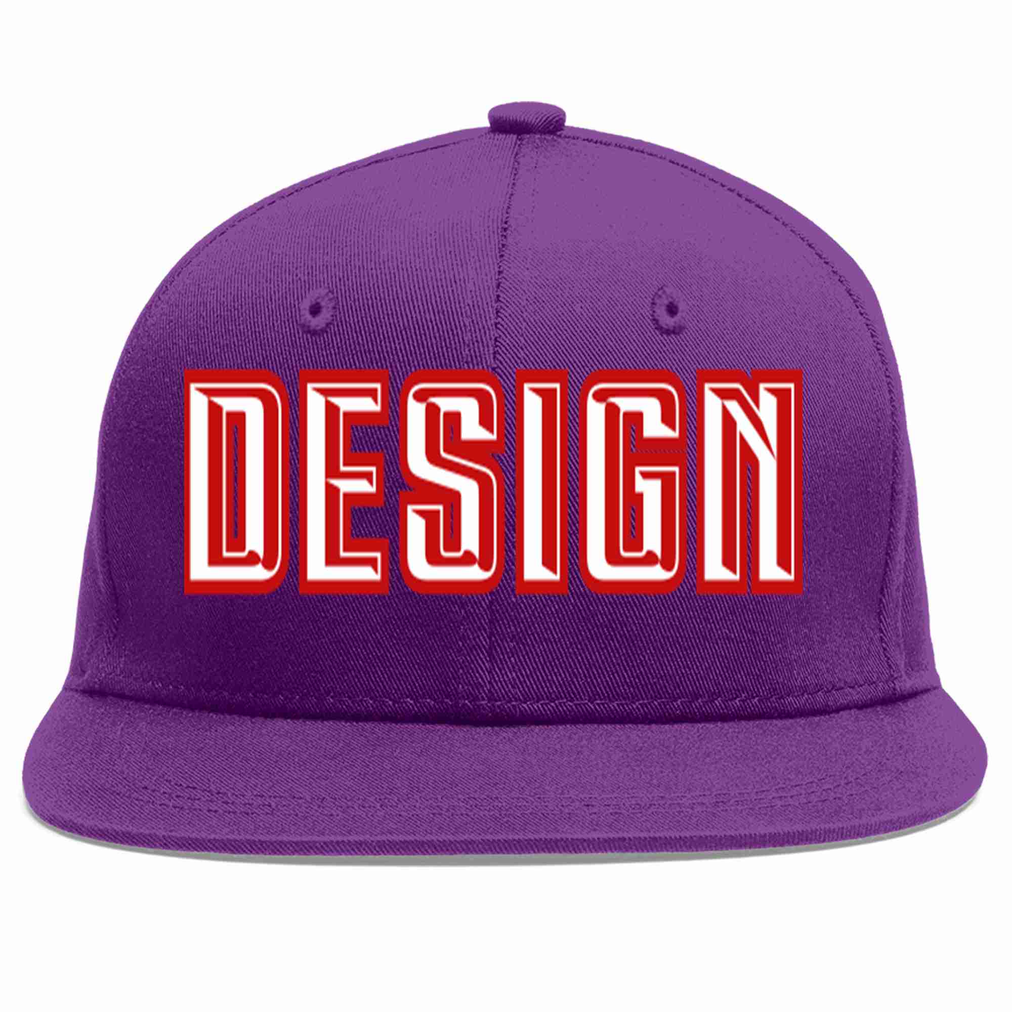 Conception personnalisée de casquette de baseball de sport à avant-toit plat violet blanc-rouge pour hommes/femmes/jeunes