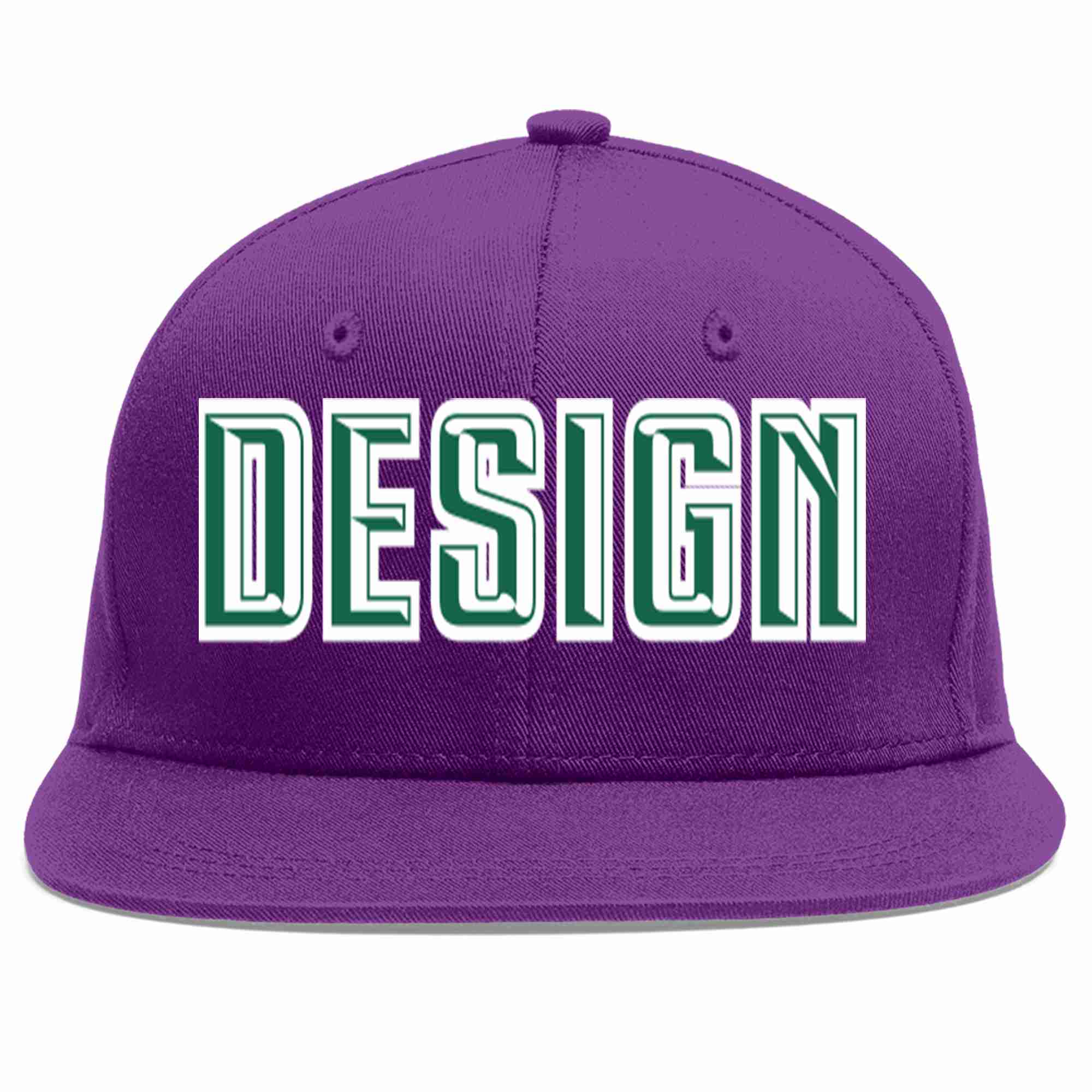 Conception personnalisée de casquette de baseball de sport à avant-toit plat vert-blanc violet Kelly pour hommes/femmes/jeunes