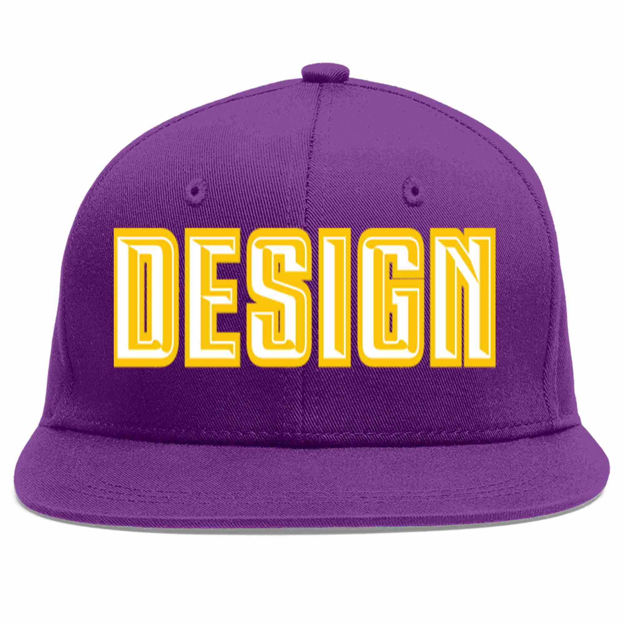 Conception personnalisée de casquette de baseball de sport à avant-toit plat violet blanc-or pour hommes/femmes/jeunes