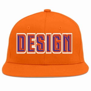 Custom Orange Royal-Orange Flat Eaves Sport Baseball Cap Design for Men/Women/Youth