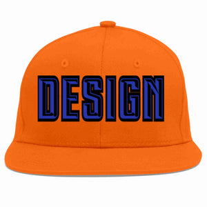 Custom Orange Royal-Black Flat Eaves Sport Baseball Cap Design for Men/Women/Youth