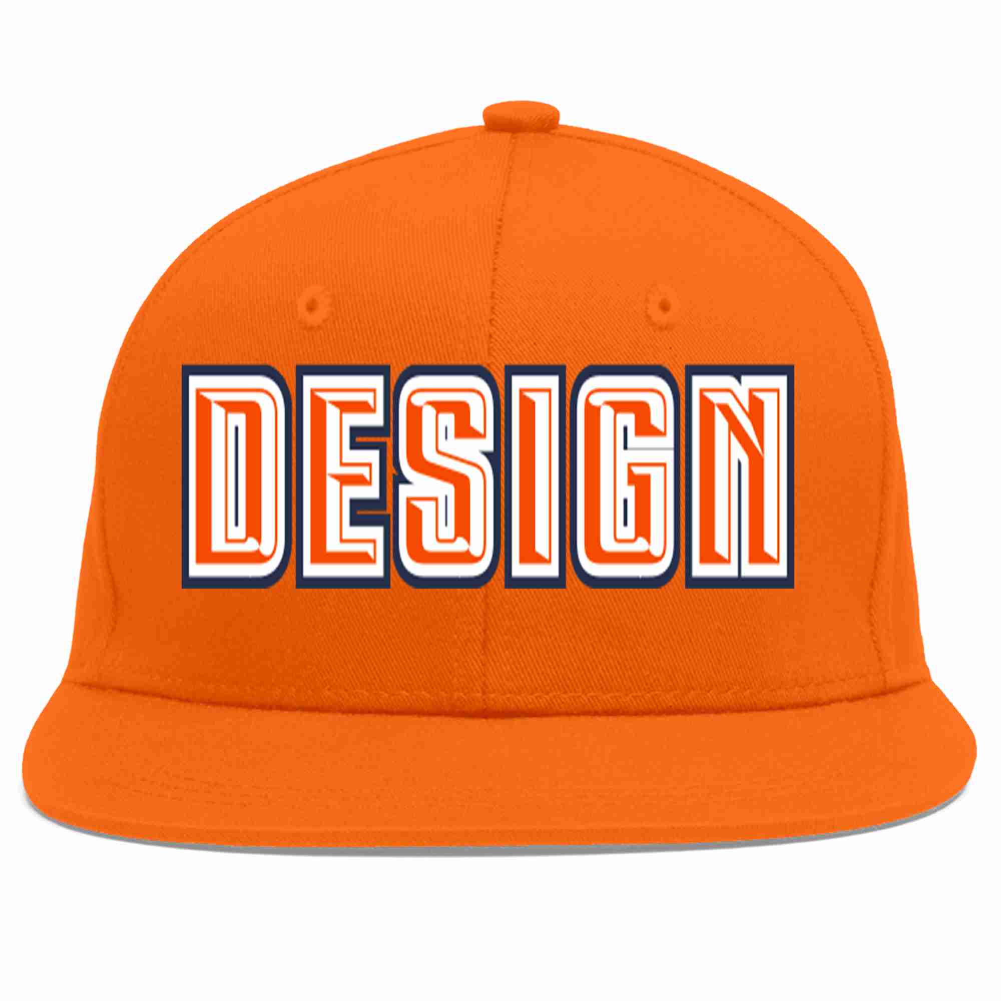 Conception personnalisée de casquette de baseball de sport à avant-toit plat orange orange-blanc pour hommes/femmes/jeunes