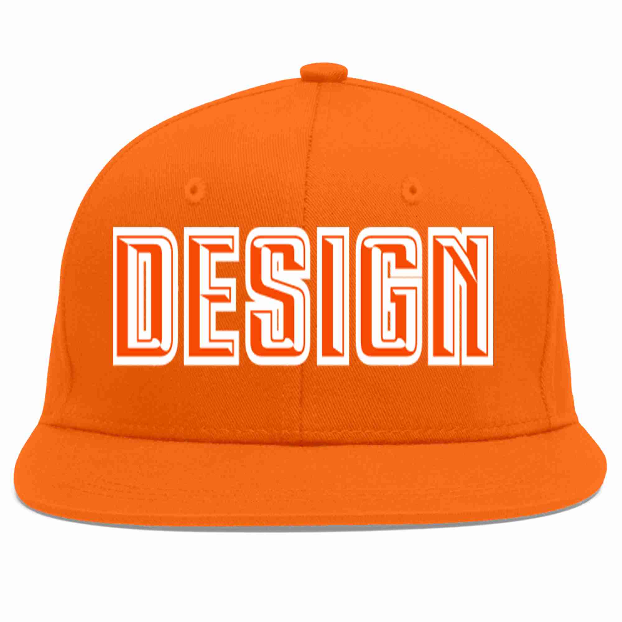 Custom Orange Orange-White Flat Eaves Sport Baseball Cap Design for Men/Women/Youth