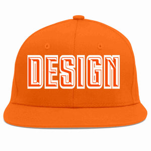 Conception personnalisée de casquette de baseball de sport à avant-toit plat orange orange-blanc pour hommes/femmes/jeunes