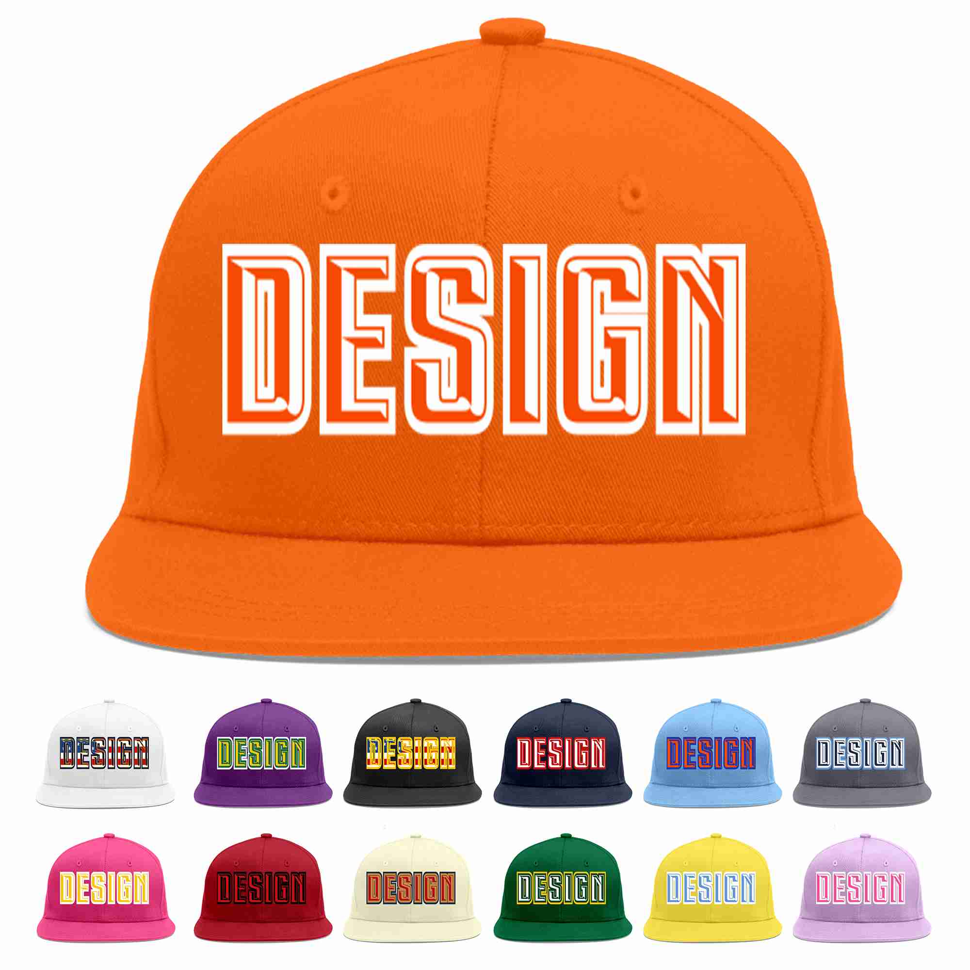 Custom Orange Orange-White Flat Eaves Sport Baseball Cap Design for Men/Women/Youth