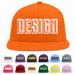 Conception personnalisée de casquette de baseball de sport à avant-toit plat orange orange-blanc pour hommes/femmes/jeunes