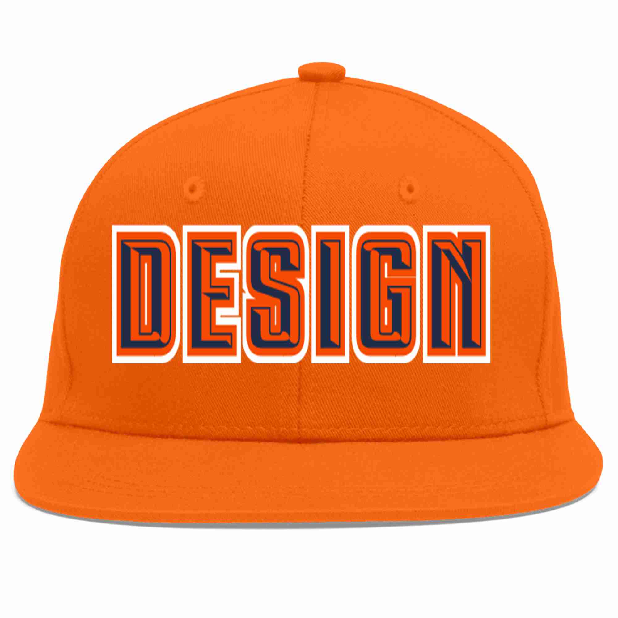 Conception personnalisée de casquette de baseball de sport à avant-toit plat orange marine-orange pour hommes/femmes/jeunes