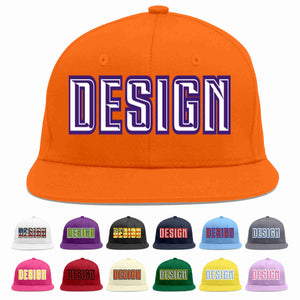 Conception personnalisée de casquette de baseball de sport à avant-toit plat orange blanc-violet pour hommes/femmes/jeunes