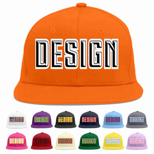 Custom Orange Black-White Flat Eaves Sport Baseball Cap Design for Men/Women/Youth