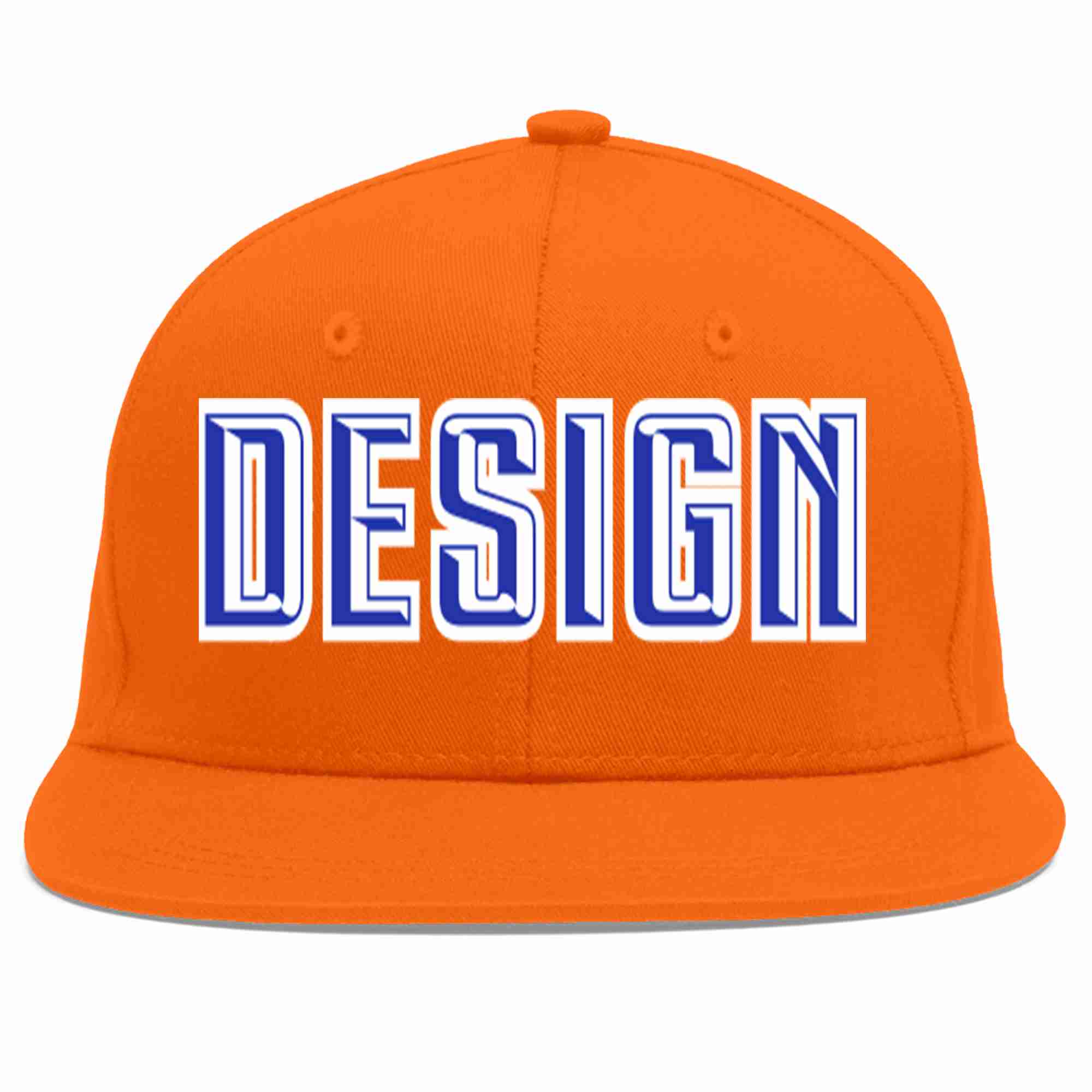 Custom Orange Royal-White Flat Eaves Sport Baseball Cap Design for Men/Women/Youth