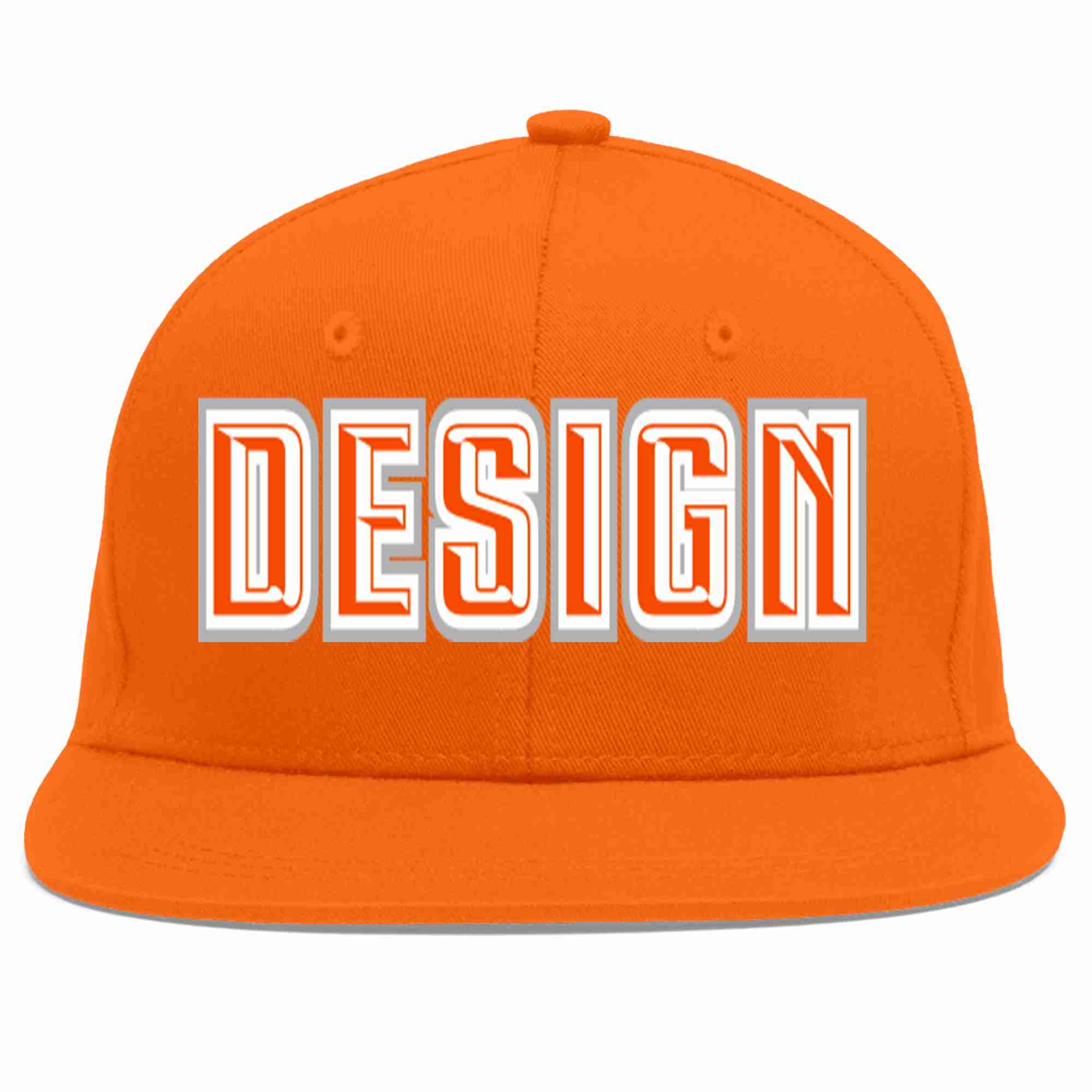 Conception personnalisée de casquette de baseball de sport à avant-toit plat orange orange-blanc pour hommes/femmes/jeunes