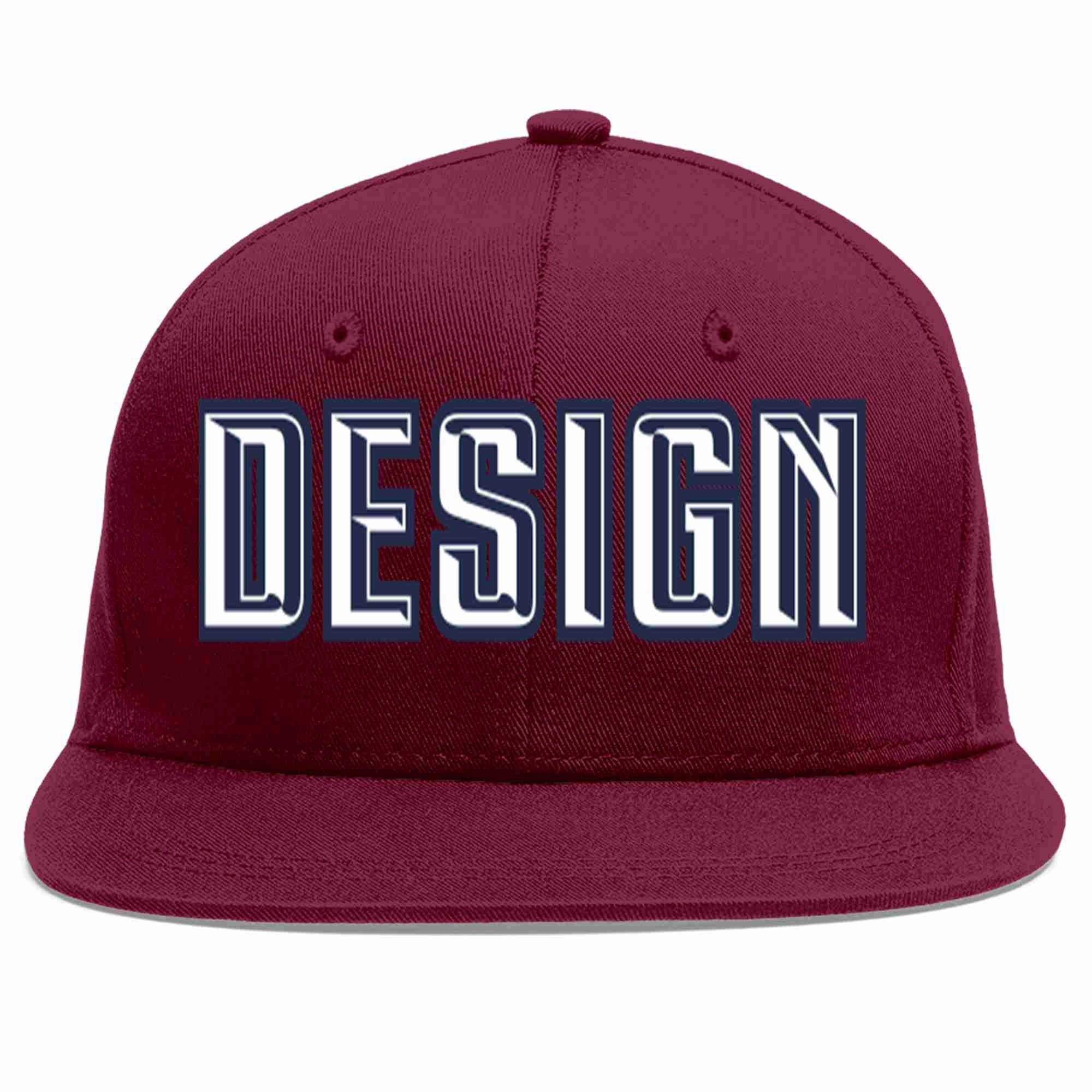 Custom Crimson White-Navy Flat Eaves Sport Baseball Cap Design for Men/Women/Youth