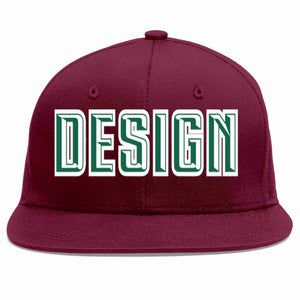 Casquette de baseball personnalisée Crimson Kelly vert-blanc avec avant-toit plat pour hommes/femmes/jeunes