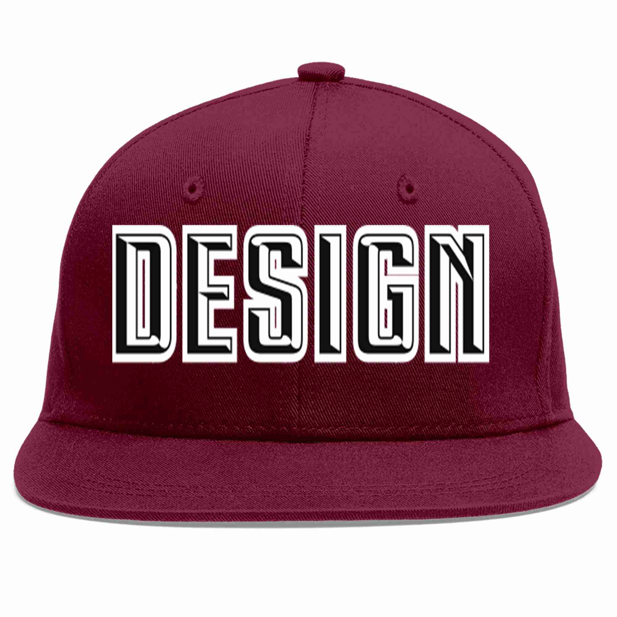 Custom Crimson Black-White Flat Eaves Sport Baseball Cap Design for Men/Women/Youth